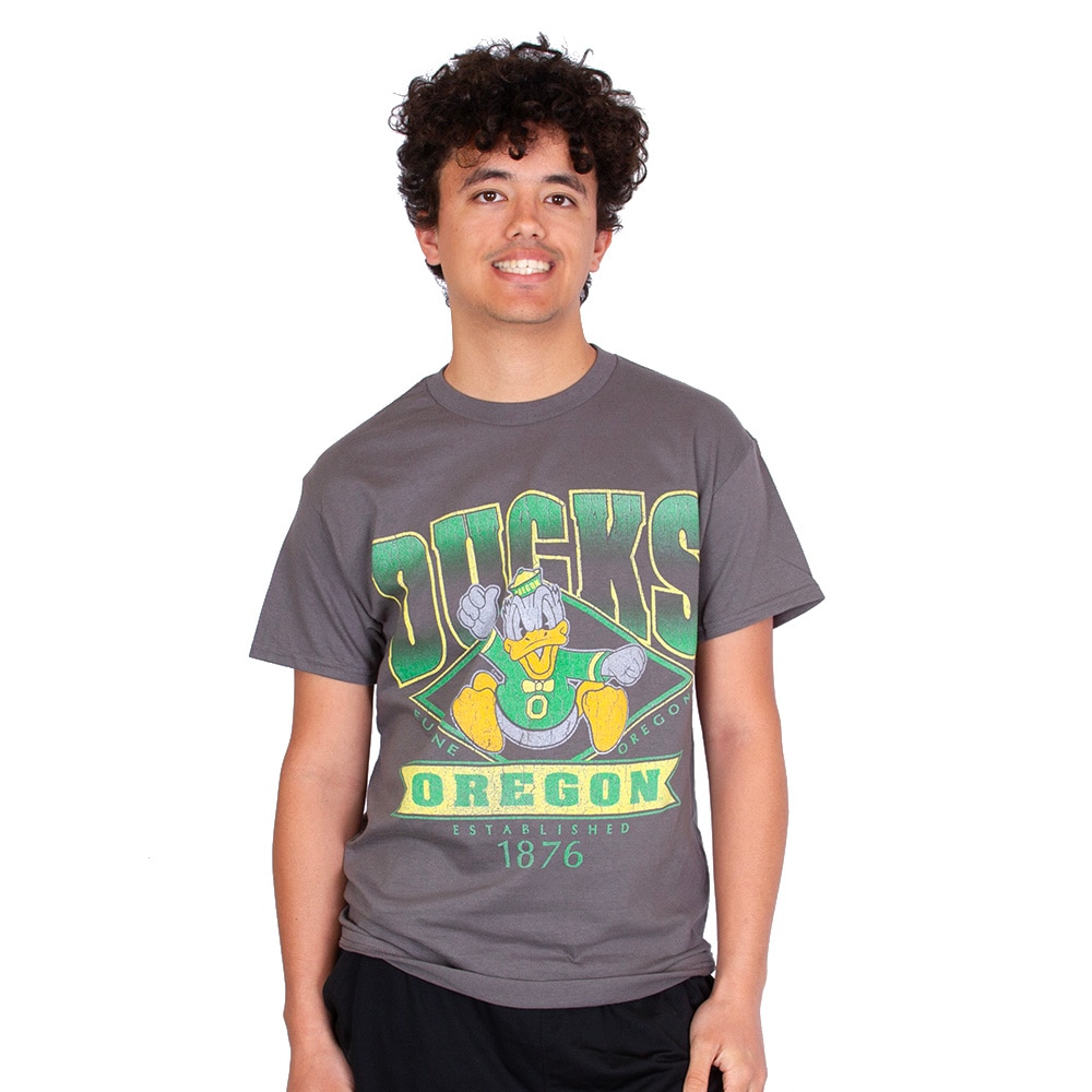 Charging Duck, Blue 84, Grey, Crew Neck, Cotton, Men, T-Shirt, 935112
